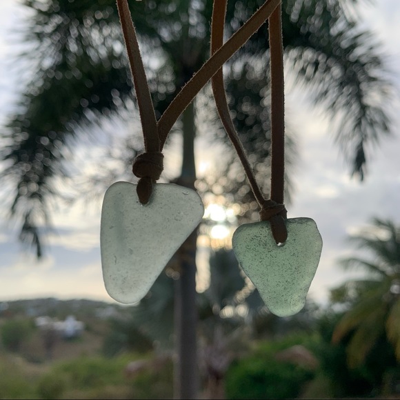 Handmade leather suede bracelet teal aqua Sea glass wrapped adjustable - Picture 2 of 7